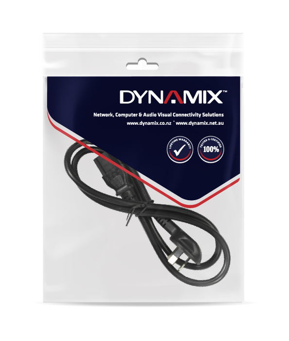 DYNAMIX 0.5M Flat Head 3-Pin to C13 Female Connector 7.5A SAA Power Cord 0.75mm