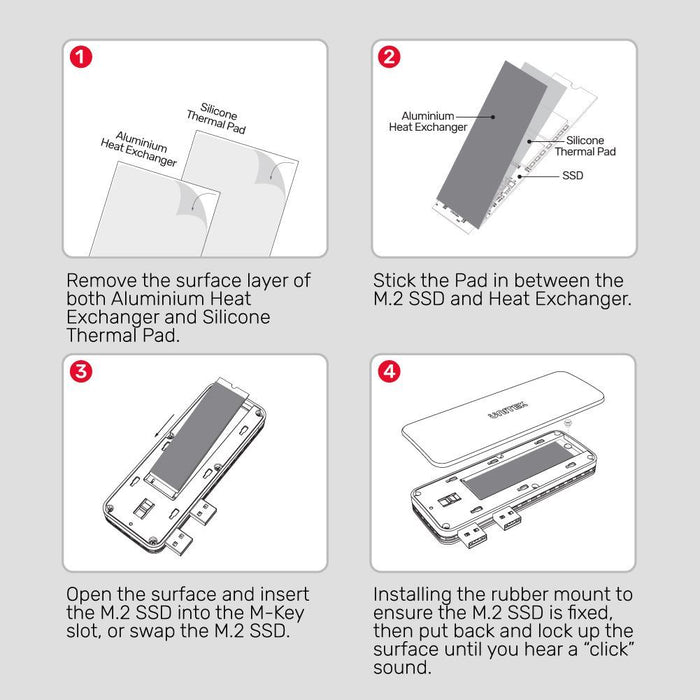 UNITEK PS5 External Storage. Dual USB-A 10G to M.2 PCIe/NVMe Enclosure. Grey