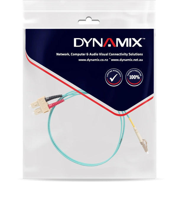 DYNAMIX 20M 50u LC/SC OM3 Fibre Lead (Duplex, Multimode) Aqua LSZH Jacket