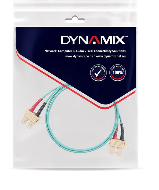 DYNAMIX 1M 50u SC/SC OM3 Fibre Lead (Duplex, Multimode) Aqua LSZH Jacket