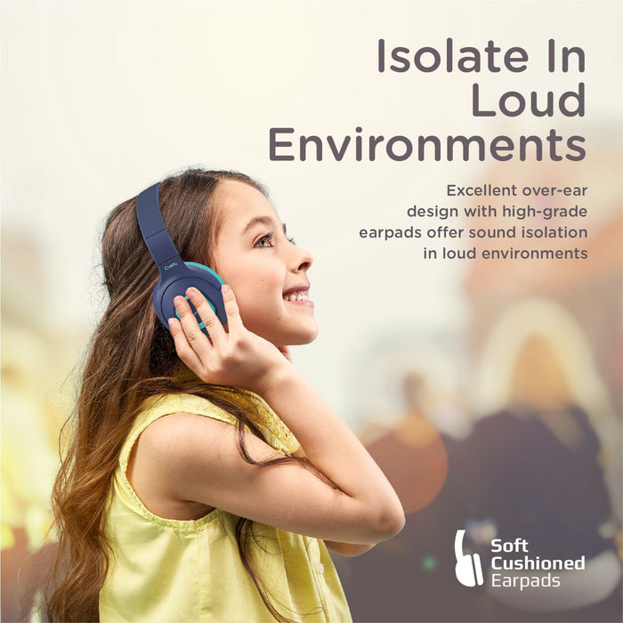 PROMATE Child-Safe Wireless Bluetooth Over-Ear Headphones. Up to 5 Hours Playbac