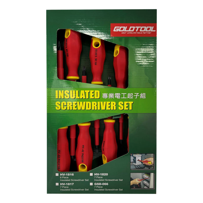 GOLDTOOL 8-Piece Electrical Insulated Screwdriver Set, Ergonomically Designed Ha