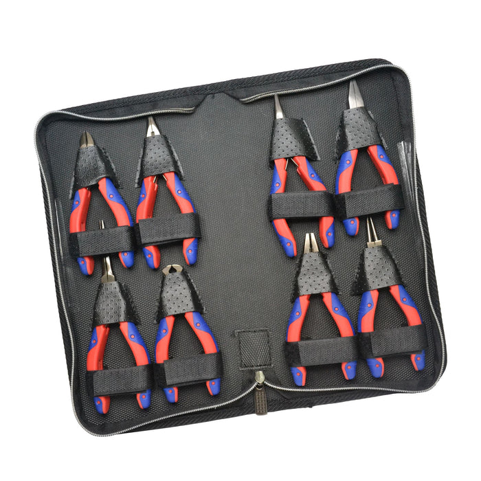 GOLDTOOL 8-Piece Mirror Polished CRV Precision Plier Set. Includes Diagonal Cutt