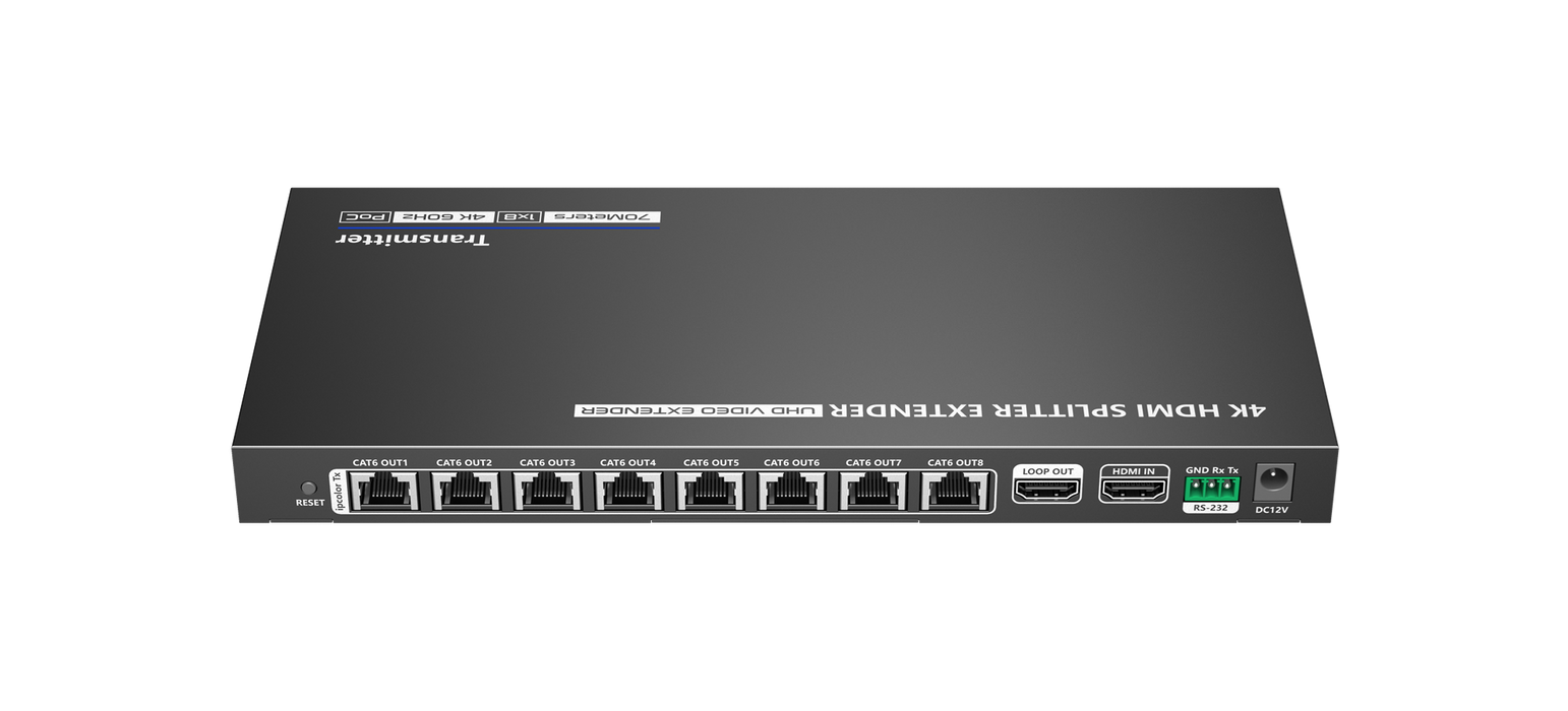 LENKENG 1-In-8-Out 4K@60Hz HDMI Extender. 1x HDMI in & 8x RJ45 out. Compatible w