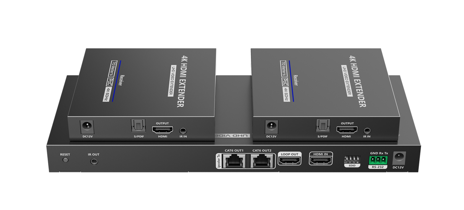 LENKENG 1-In-2-Out 4K@60Hz HDMI Extender. 1x HDMI in & 2x RJ45 out. Compatible w