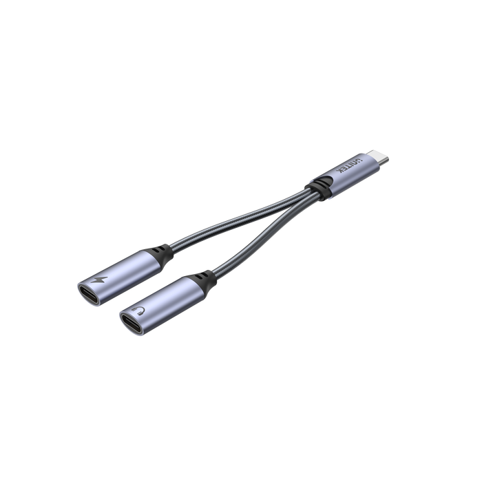 UNITEK 2-in-1 USB-C to USB-C Headset Jack & Charging Connector. Supports up to 1