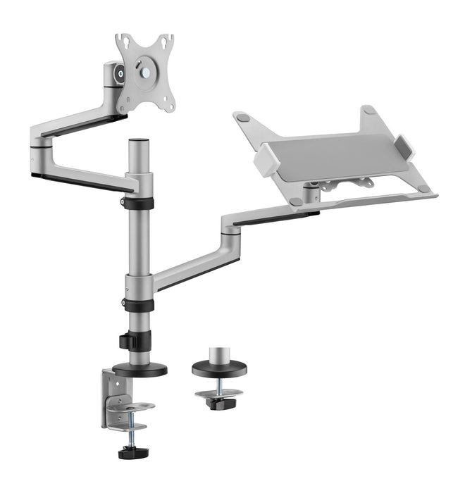 BRATECK 17"-32" Dual Arm Premium Articulating Monitor Arm & PC Tray. Arm Extens