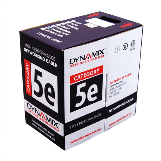 DYNAMIX 305m Cat5eBlack UTP STRANDED Cable Roll 100MHz, 24AWGx4P, PVC Jacket