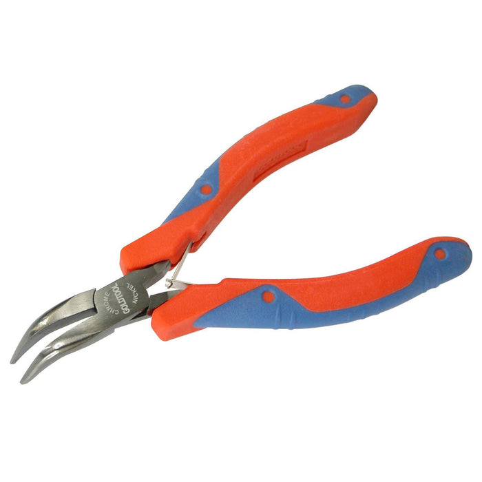 GOLDTOOL 120mm Bent Nose Polished CRV Precision Plier. 28mm Smooth Jaws, Double