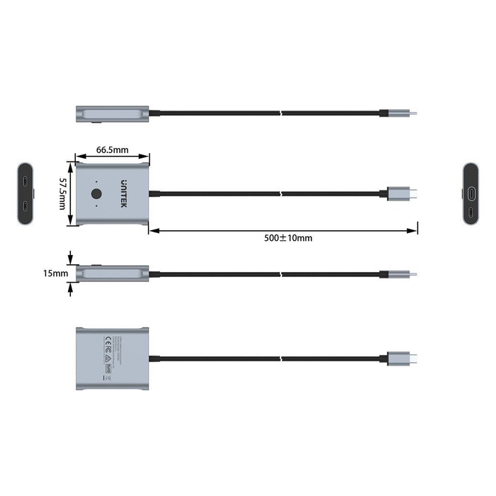 UNITEK USB-C Bi-directional Switch. Supports up to 4K@144Hz. Supports up to 10Gb