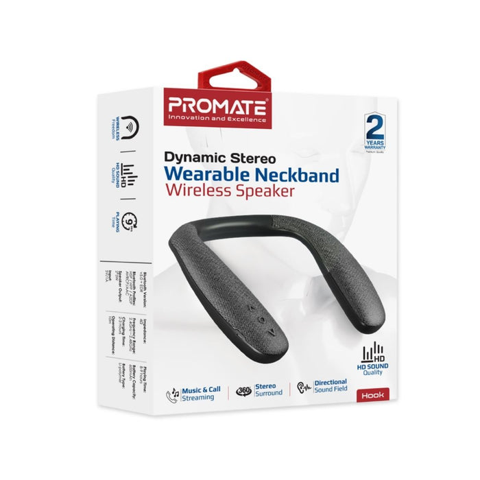 PROMATE 6W Wireless Bluetooth Wearable Neckband Portable Speaker. Built-in 600mA