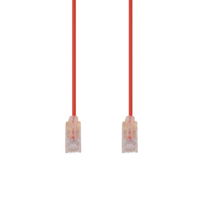 DYNAMIX 0.25m Cat6A 10G Red Ultra-Slim Component Level UTP Patch Lead (30AWG) wi