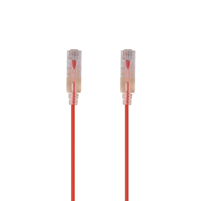 DYNAMIX 0.25m Cat6A 10G Red Ultra-Slim Component Level UTP Patch Lead (30AWG) wi