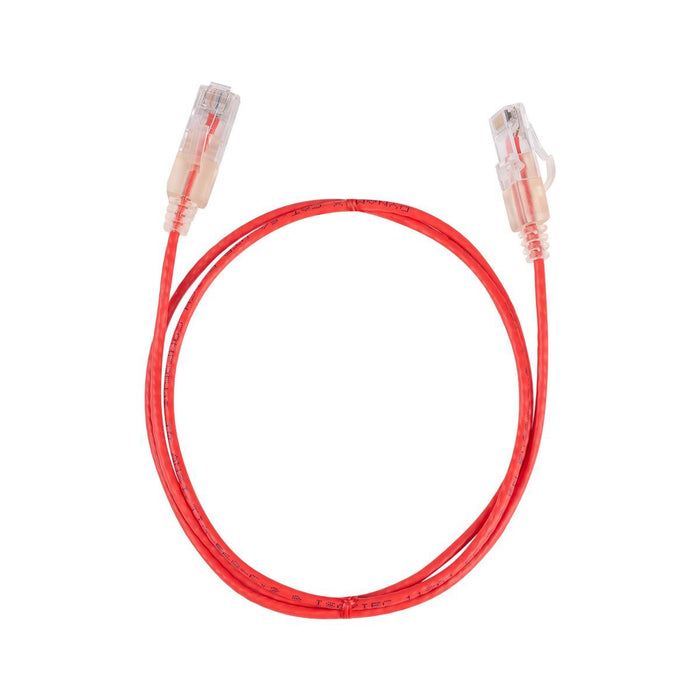 DYNAMIX 0.25m Cat6A 10G Red Ultra-Slim Component Level UTP Patch Lead (30AWG) wi