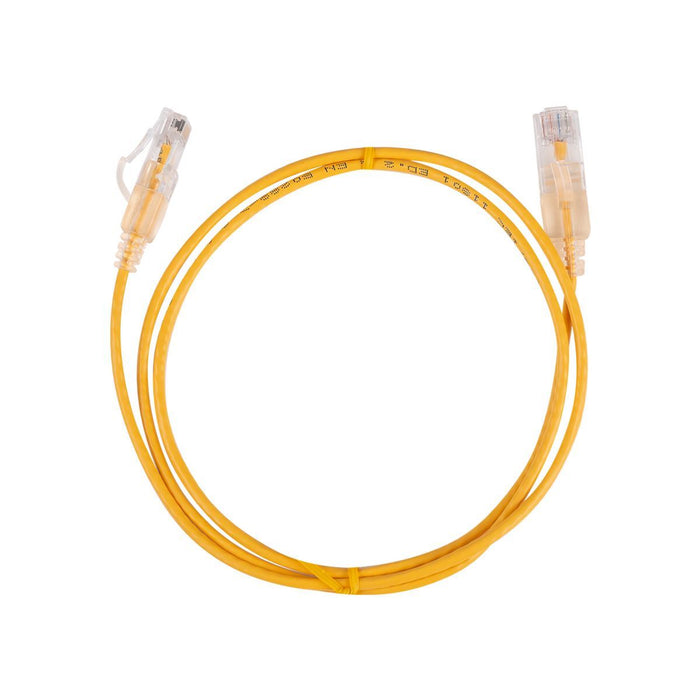 DYNAMIX 2m Cat6A 10G Yellow Ultra-Slim Component Level UTP Patch Lead (30AWG) wi