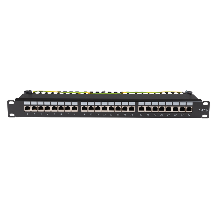 DYNAMIX 19" Cat6 24-Port RJ45 1U Sheilded Patch Panel. Easy Field Label System &