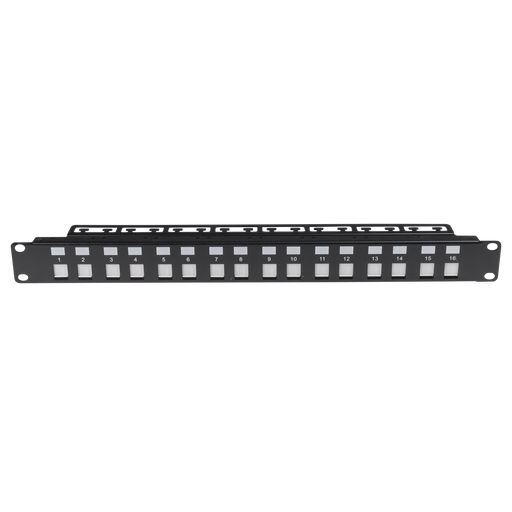 DYNAMIX 16 Port Unloaded Patch Panel, Shuttered Keystone Inserts, 1RU