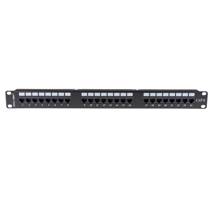 DYNAMIX 24 Port 19'' Cat6 UTP Patch Panel, T568A & T568B Wiring. 1RU. 110x Termi