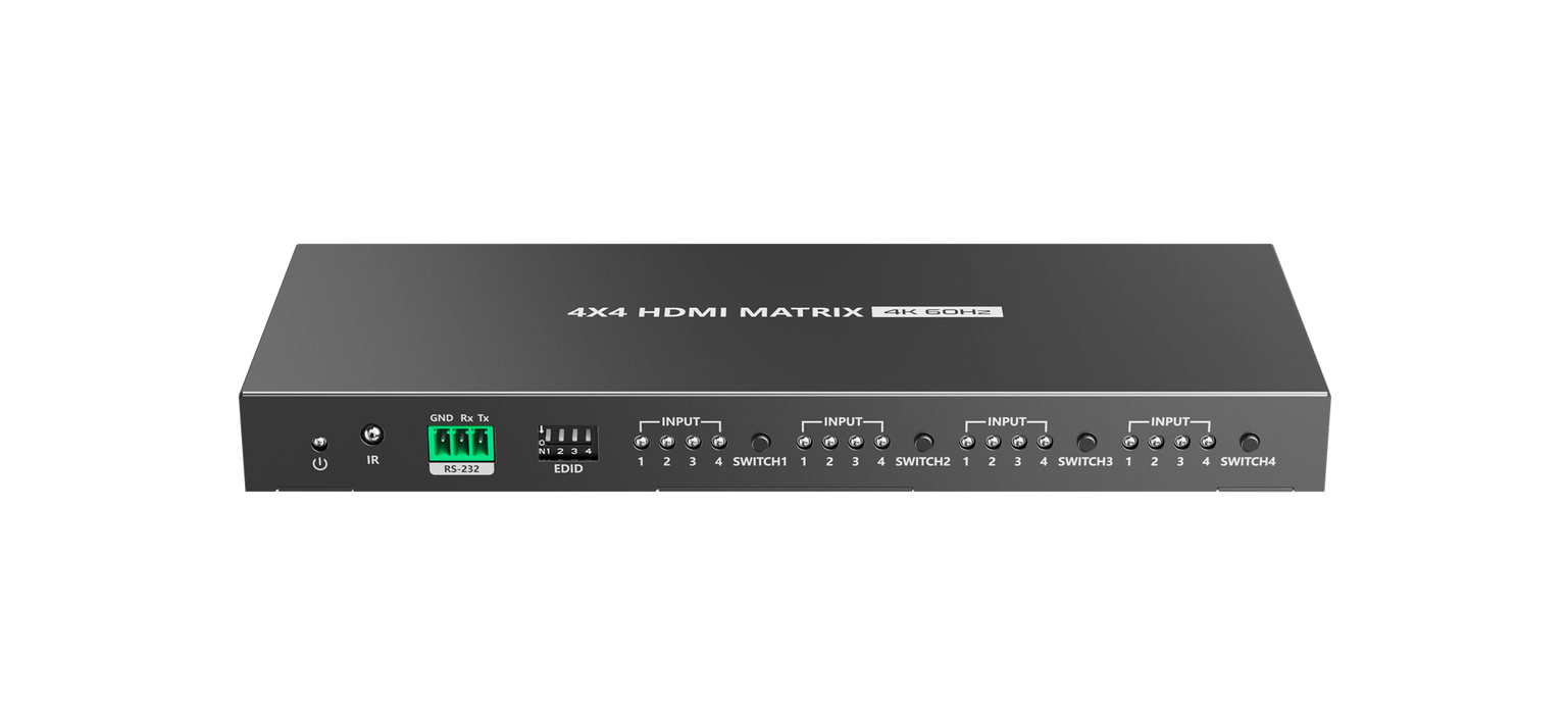 LENKENG 4K 4x4 Matrix Switch. 4x HDMI 2.0 inputs and outputs. to 18Gbps. IR remo