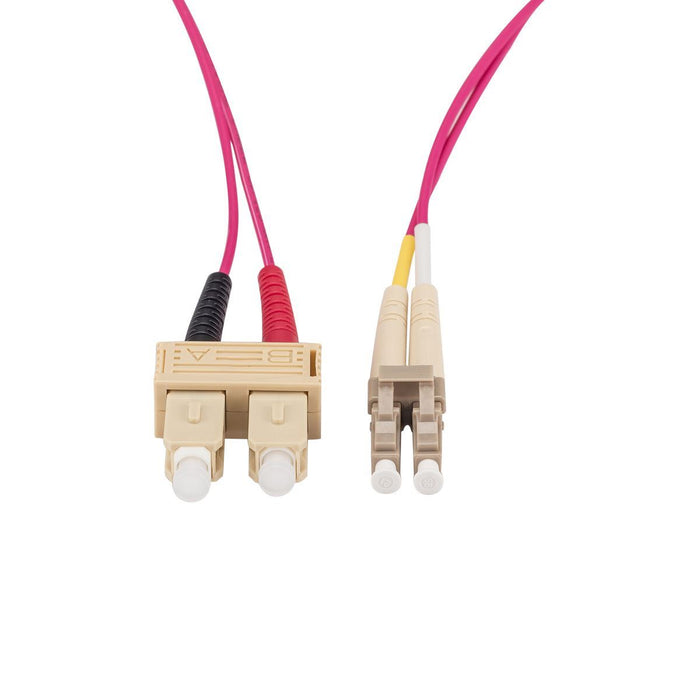 10M 50u LC/SC OM4 Fibre Lead (Duplex, Multimode) Raspberry Pink LSZH Jacket