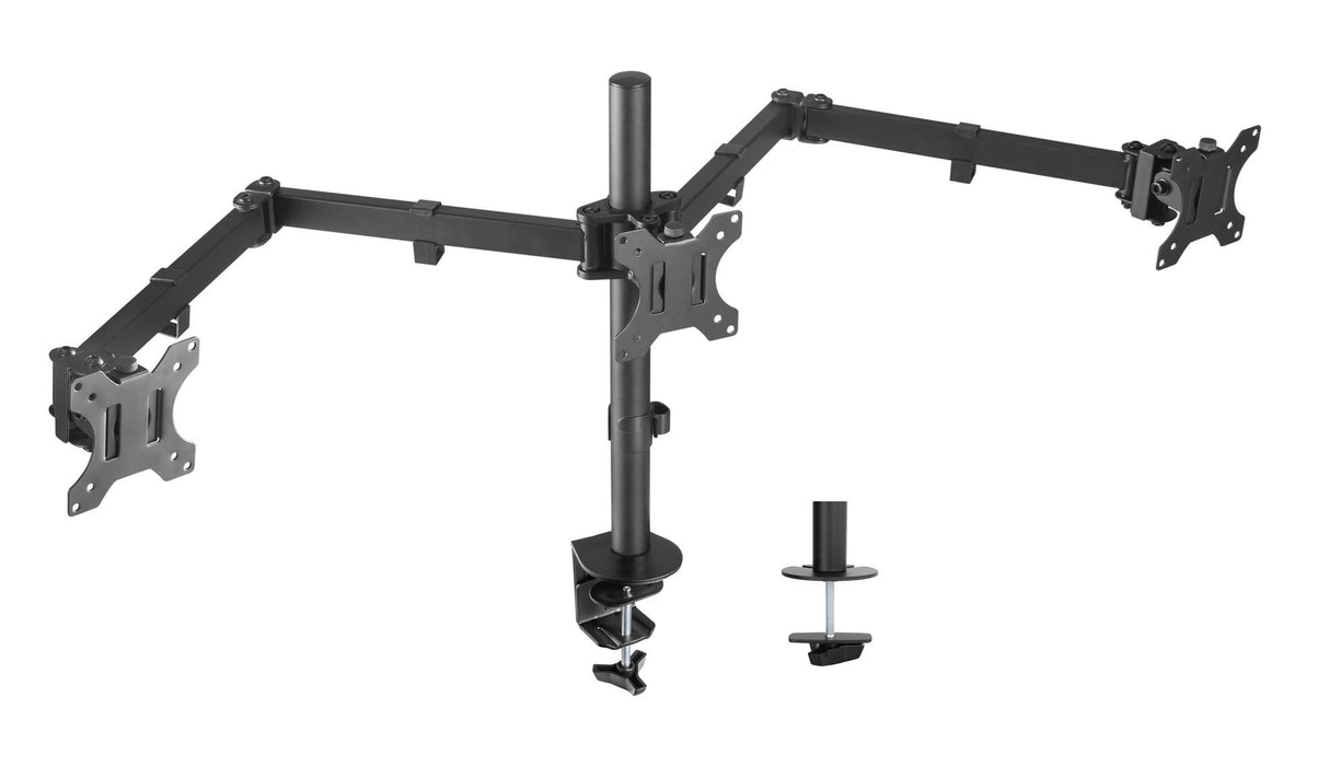 BRATECK 13"-27" Triple Monitor Economy Desk Mount Bracket. Detachable VESA Plate