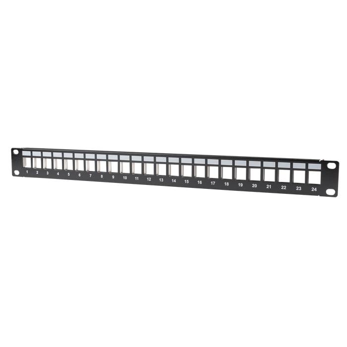 DYNAMIX Horizontal 19'' 1RU Unloaded 24 Port UTP Patch Panel. RoHS Numbered 1-24
