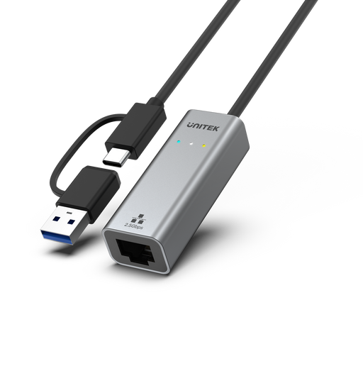 UNITEK USB to 2.5G Ethernet Adapter with 2-in-1 Connectors (USB-C & USB-A). Supp