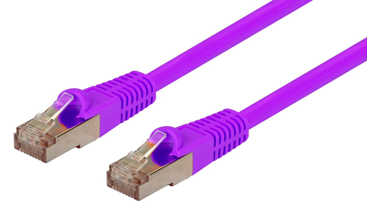 DYNAMIX 1m Cat6A S/FTP Purple Slimline Shielded 10G Patch Lead. 26AWG (Cat6 Augm