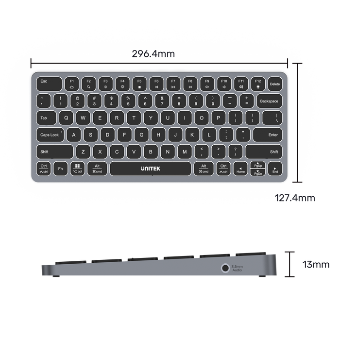 UNITEK 9-in-1 Hub with Keyboard. Back Light & Ergonomic Design. Inludes 3x USB-A