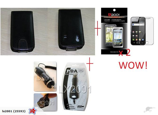 Samsung Galaxy Ace Leather Case + SP + Car Charger