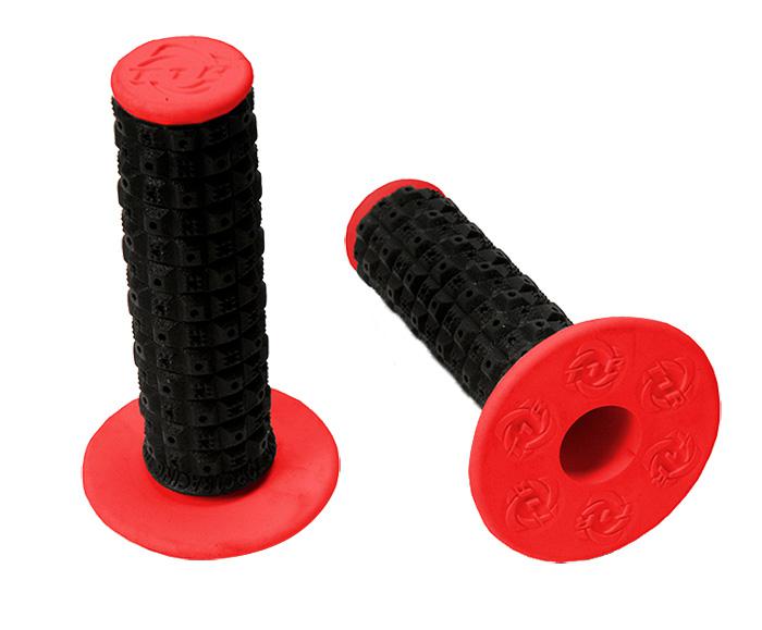 TORC1 RACING HANDLEBAR GRIPS ENDURO DUAL COMPOUND MX BLACK RED INCLUDES GRIP GLUE