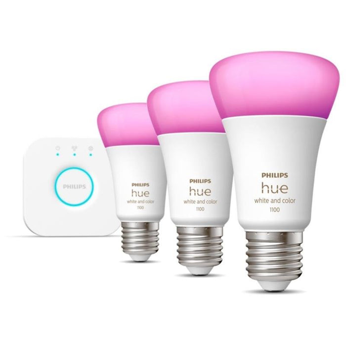 Philips Hue Colour/White 11W A60 E27 3 Bulb Starter Kit