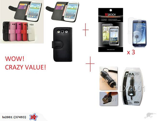 Samsung Galaxy S3 Wallet Leather + Car Charger