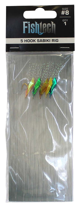 Fishtech 5 Hook Sabiki Rig - Size 8 (1 per pack)