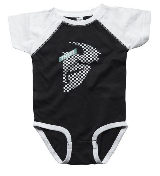 SUPERMINI THOR MX ONESIE  INFANT HEAD CHECKED BLACK WHITE 12-18 MONTHS