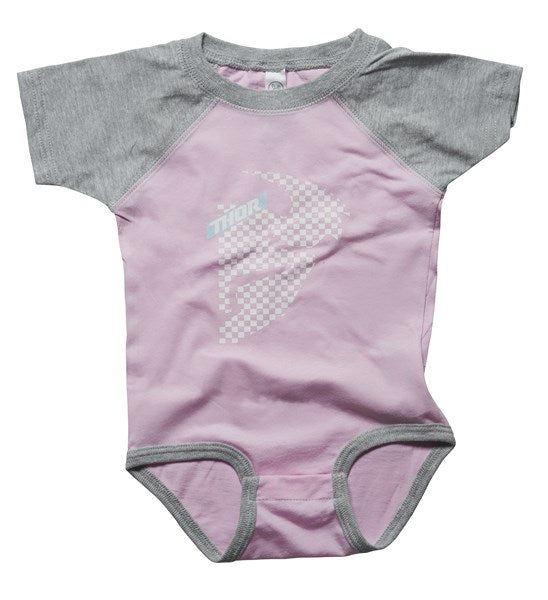 SUPERMINI THOR MX ONESIE  HEAD CHECKED  PINK GREY 0-6 MONTHS