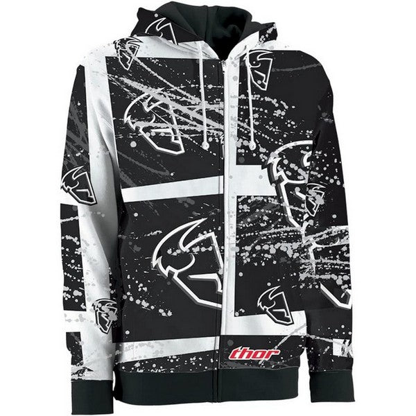 THOR MX HOODY CLOTHING MENS LARGE ZIP SPLATTER BLACK