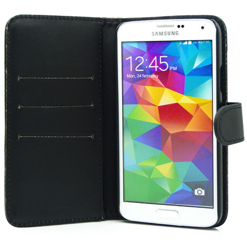 Samsung S5 Wallet Leather Gel Case 64GB GLASS SP