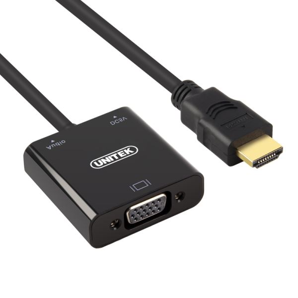 UNITEK HDMI to VGA Converter with Audio. 17cm Cable Length. Convert Signal from