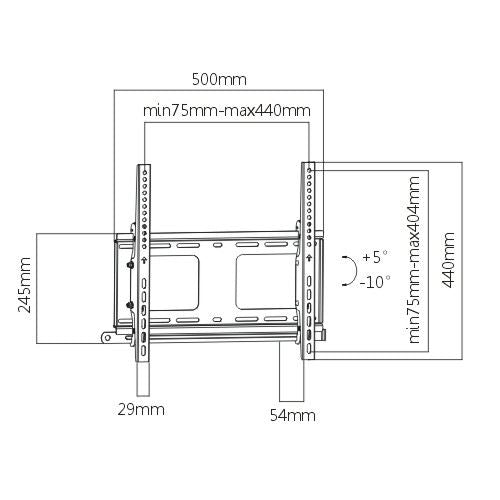 BRATECK 32''-55'' Anti-Theft Heavy Duty Tilting TV Wall Mount Bracket. Includes