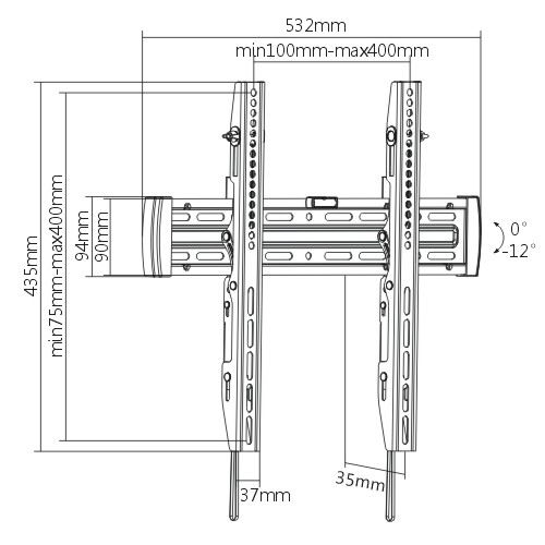 BRATECK 32''-55'' Tilt wall mount bracket. Max load: 50kg. VESA Support: 200x200