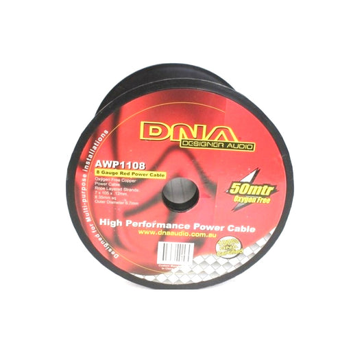 DNA CABLE 8 GAUGE FROSTED POWER CABLE RED 50MTR ROLL