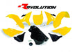 REVOLUTION PLASTICS KIT YAMAHA YZ125 YZ250 YZ250X 02-21 YELLOW BLACK