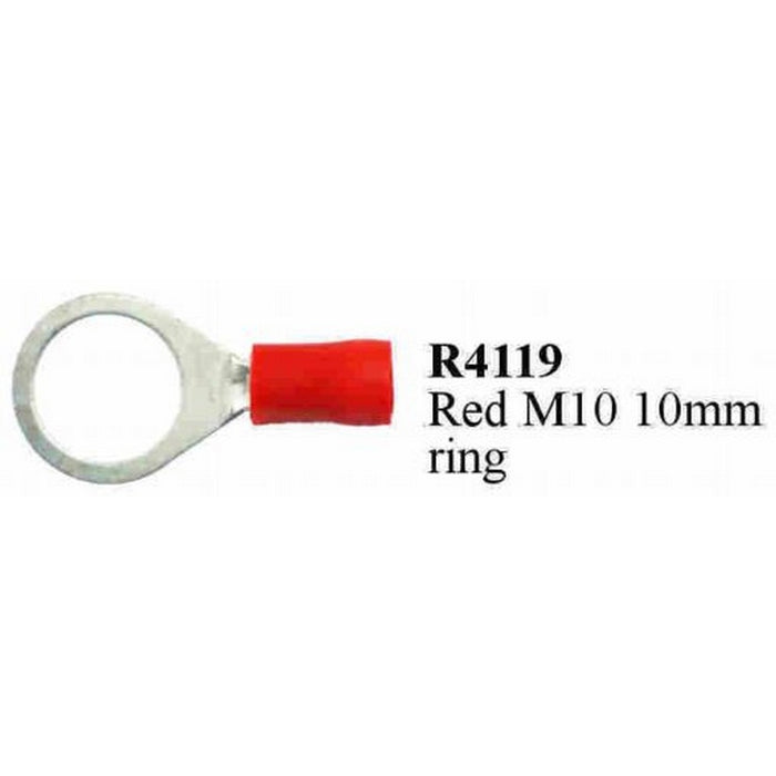 red m10 ring terminal pre insulated 200 perbox