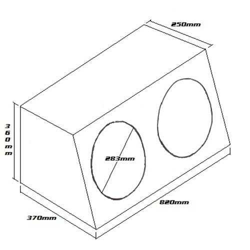 RAPTOR SUBWOOFER BOX FOR 2 x 12" SUB DOUBLE BLACK