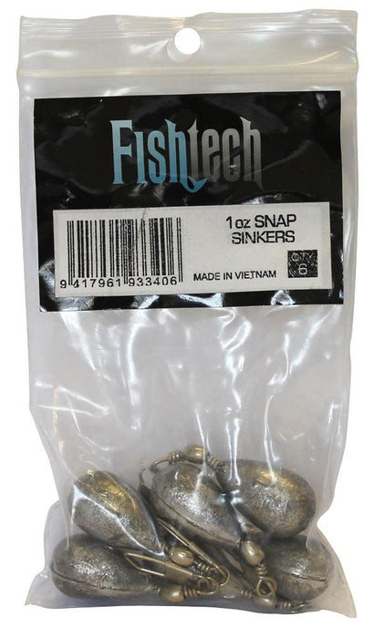 Fishtech Snap On Sinker 1oz (6 per pack)