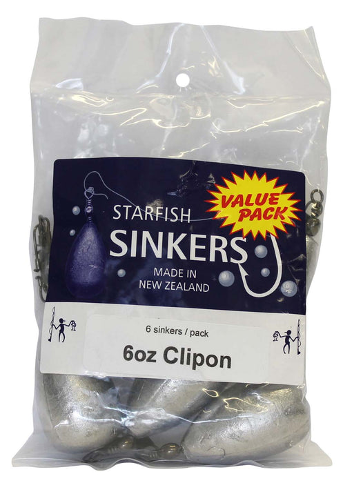 Starfish Clipon Sinker Value Pack 6oz (6 per pack)