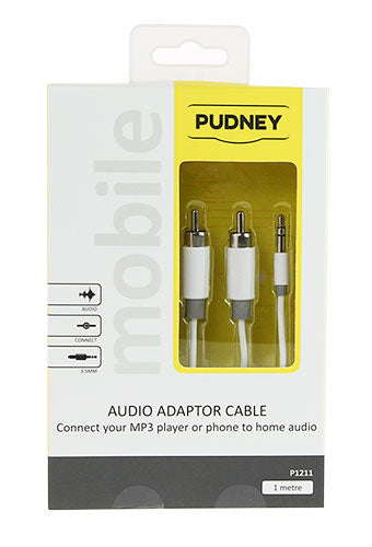 Pudney 3.5Mm Stereo Plug To 2 Rca Plugs 1 Metre White