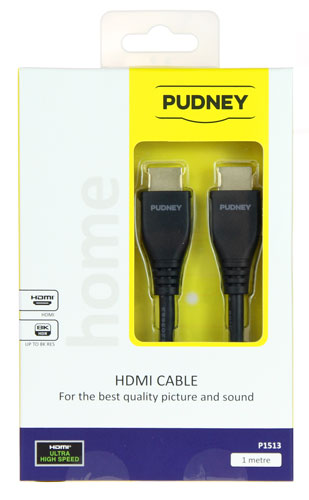 Pudney Ultra High Speed Hdmi Cable 8K V2.1 Plug To Plug 1 Metre